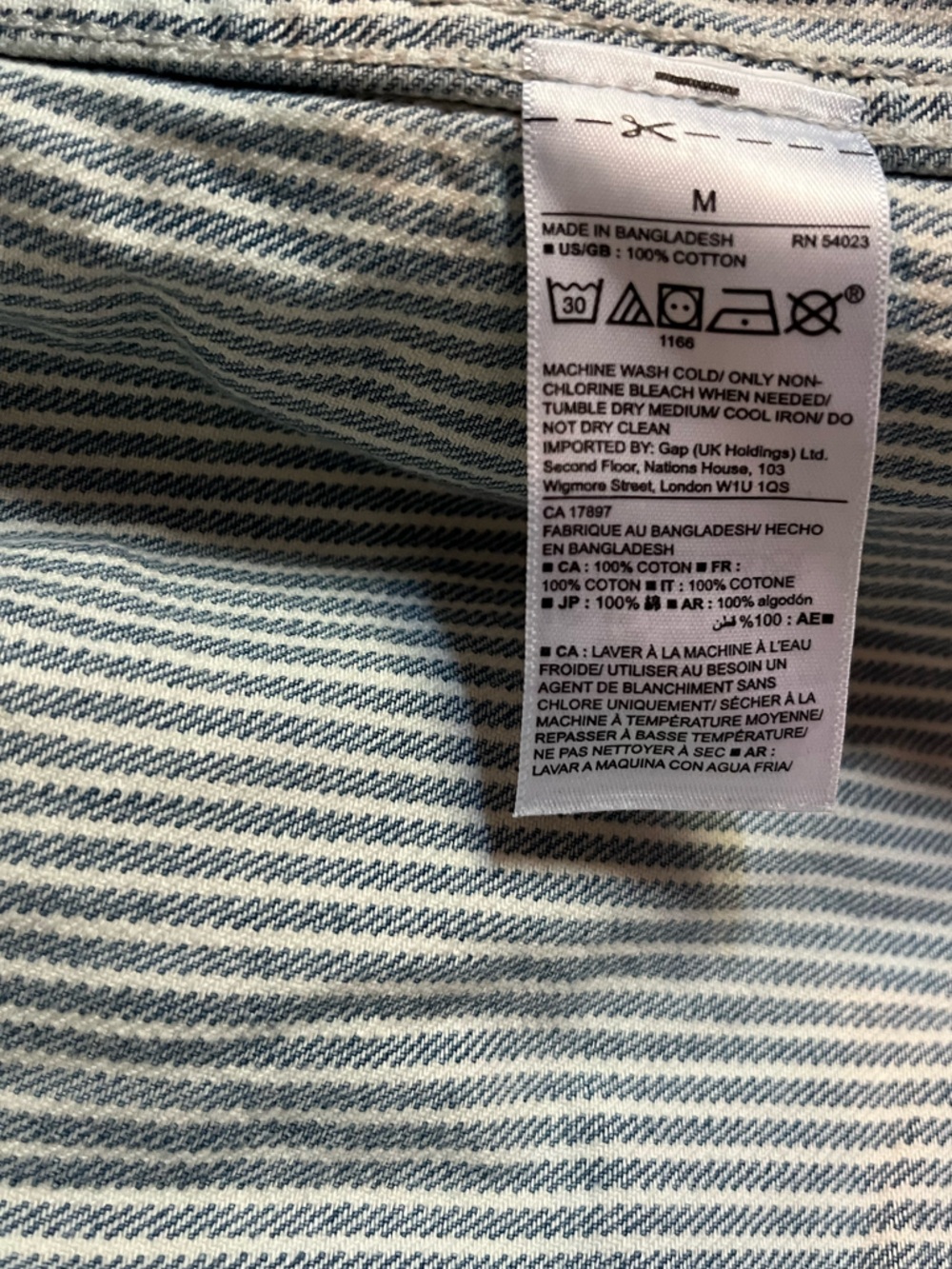GAP Women's Light Blue and White Pinstripe Denim Utility Jacket - Picture 5 of 8